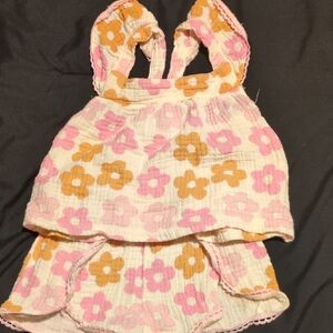 Floral Kids Matching Set - Pink and Tan